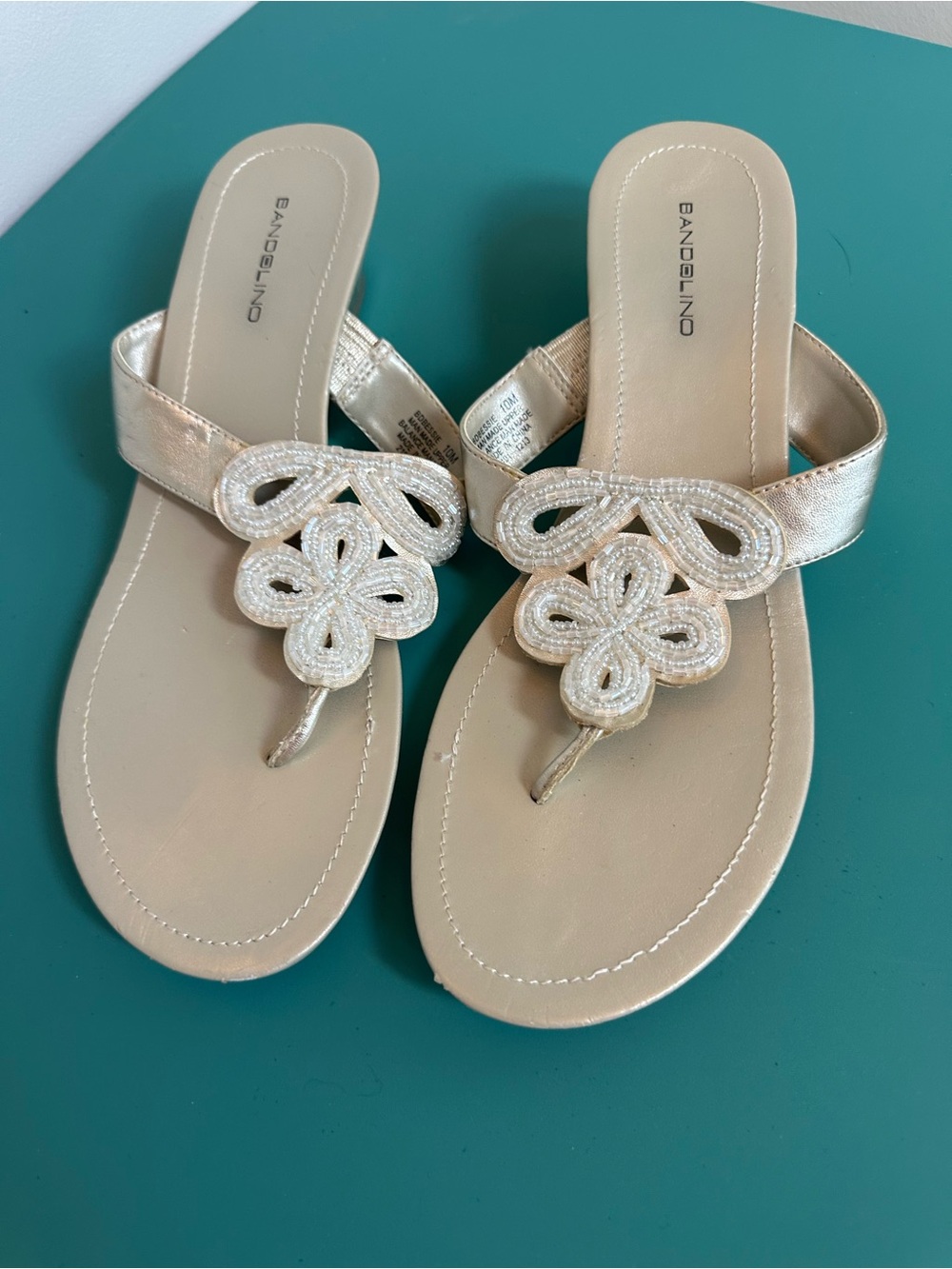Bandolino Beaded Wedge Dress Sandals